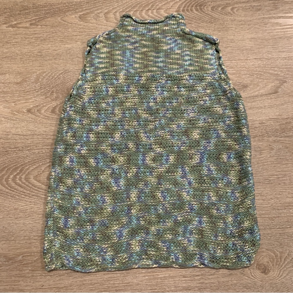 Sigrid Olsen Green Knit Sleeveless Turtleneck Size PM